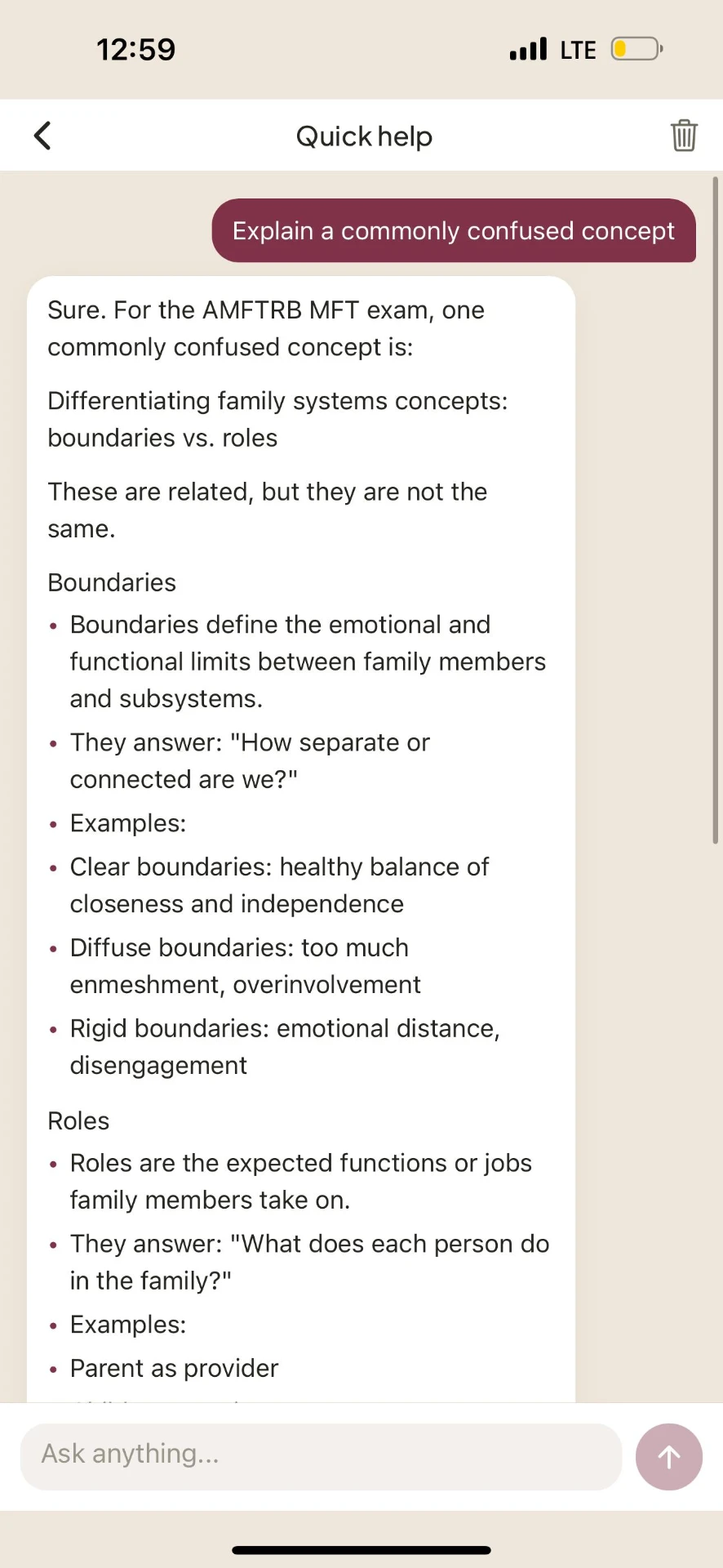 Quick help chat explaining a commonly confused MFT concept