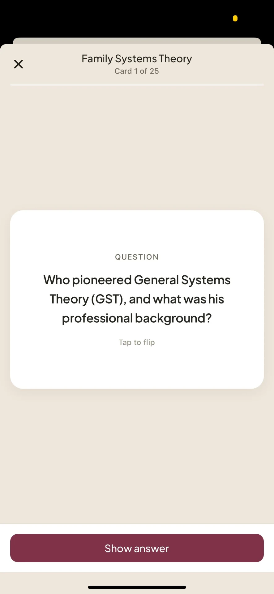 MFT flashcard question on family systems theory